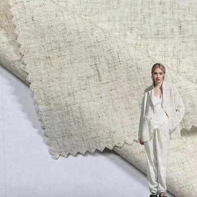 Cool and Moisture-Absorbent Unique Polyester Linen Elastic Medium Fabric