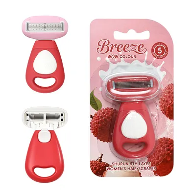Womens Razor 5 Blades Wide Lubrication Bar Adjustable Head Angle Fruit Handle Skin Friendly
