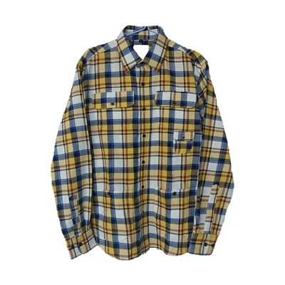 Yellow Plaid Custom Flannel Shirts Long Sleeve with Pockets