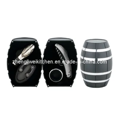 Oak Barrel Shaped Wine Gift Set (608012-D)