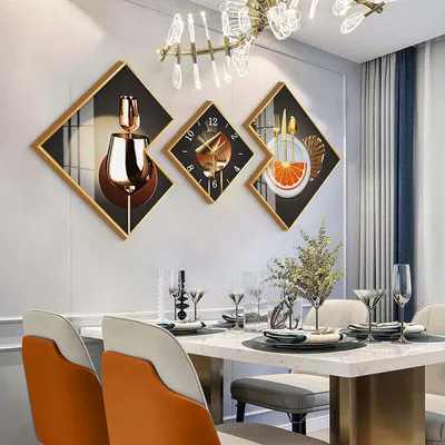 Factory Wholesale Restaurant 3PCS/Set Diamond Clock Crystal Porcelain Clock Wall Art Painting