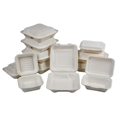 Biodegradable and Compostable Disposable Bagasse 6 Inch Clamshell