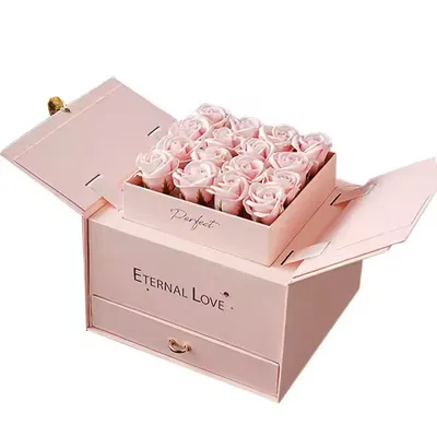 High Quality I Love Mom Flowers All Sizes Boxes with Drawers Magic Square Packaging Flower Box