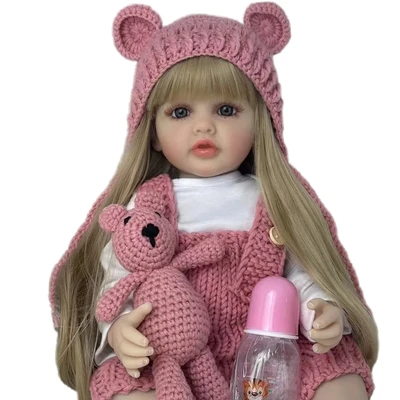 22inch Silicone Princess Doll with Short Blond Wig Hair