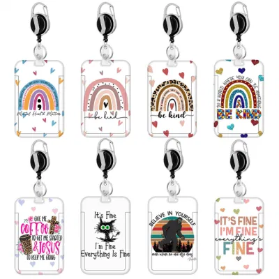 Custom Retractable Plastic Badge Reel Nurse Doctor ID Holder Acrylic Card Badge Reel with ID Holder Card Holder
