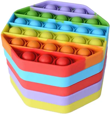 All Sizes Rainbow Push Bubble Sensory Toy, Anti-Stress Game Stress Relief Squishy Silicon Pops Fidget Toys