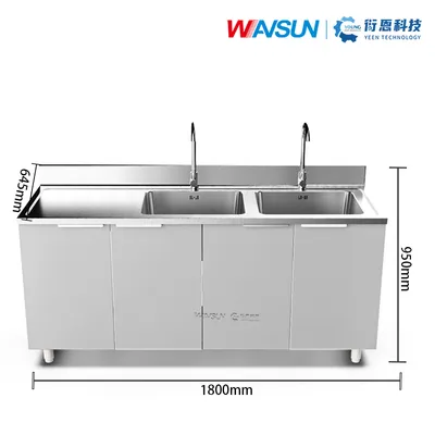 Cssd Medical Lab Furniture Instrument Cleaning Stainless Steel Scrub Sink with Dry Station