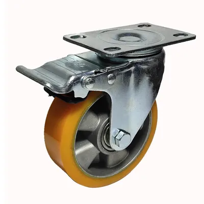 125mm 5-Inch Heavy Duty Casting Aluminum PU Swivel with Brake