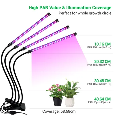 Dimmable APP Control 6h 9h 12h Timed Clip Flexible Goose Neck 6W 12W 18W 24W 36W Full Spectrum LED Grow Light