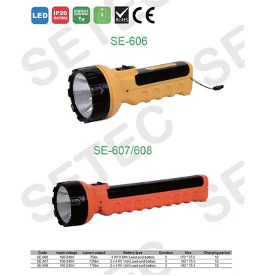 High Quality Lead-Acid LED Power Style Flashlight Flashloght Torch Emergency Camping Light