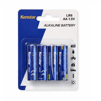AA Lr6 Alkaline Battery 1.5V 4PCS Card Blister Primary Batteries Factory Supply with CE Kc