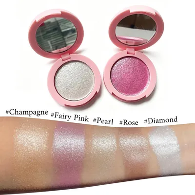 High-Pigmented Pressed Highlighter - Diamond /Rose /Pearl /Fairy Pink/ Champagne Shimmer Makeup & Face Glow Highlighter