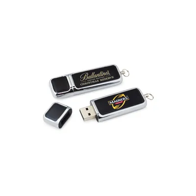 Embossed Logo Business Leather Case Metal Buckle Leather USB Flash Drive