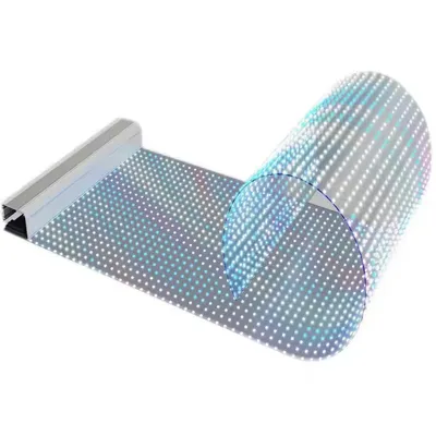 LED Transparent Film Display Flexible Transparency Crystal Flexible Windows Self Adhesive for Shopping Mall Glass