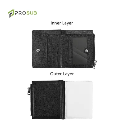 Prosub Wholesale PU Leather Sublimation Blank Wallet Custom Printing with Zipper Coin Bagmen's Wallets