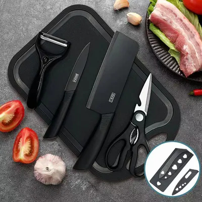 Japan Design Stainless Steel Kitchen Knife Set with PP Handle and PP Cutting Board