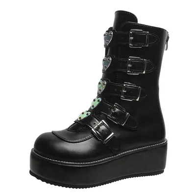 Custom Black Color Gothic Platform Shoes Boots for Goth Women