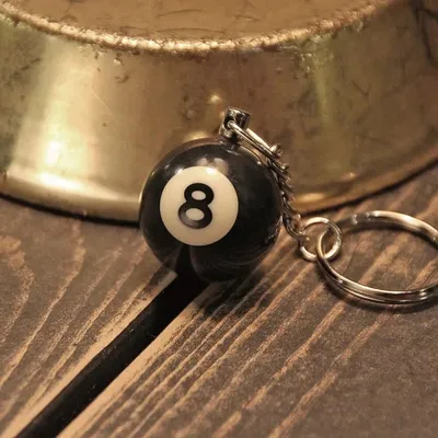 Wholesale Snooker Resin Black 8 Billiard Keychain Mini 8 Ball Keychain Pendant Key Ring