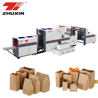 Automatic High Speed Flat Square Bottom Brown Kraft Craft Food Bread Kfc Paper Carry Shopping Gift Bag Packing Making Machine Price