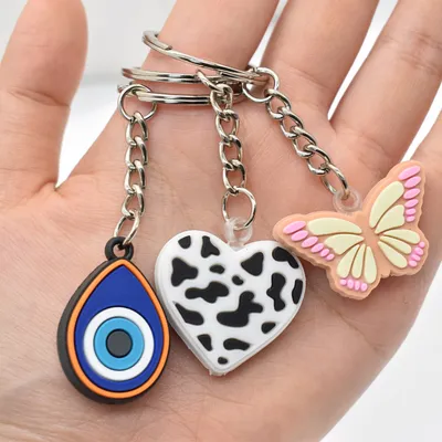 Wholesale Silicon Double-Sided Engraved Keyring Cartoon Custom PVC Keychain