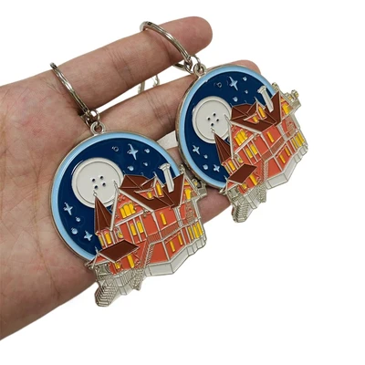 Bag Decoration Metal Customized Cute House Design Soft Hard Enamel Keychains