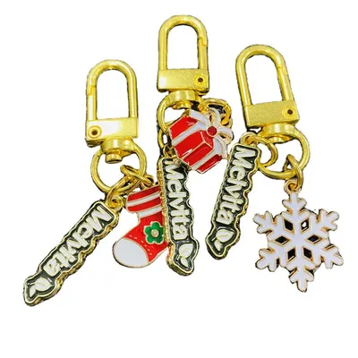 Cheaper Price Christmas Tree Santa Snowman Cartoon Cute Durable Decor Gift Metal Keychain
