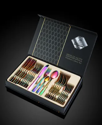 Stainless Steel Tableware 24 Piece Set Western Tableware Steak Knife and Fork Spoon Tea Spoon Tableware Gift Set