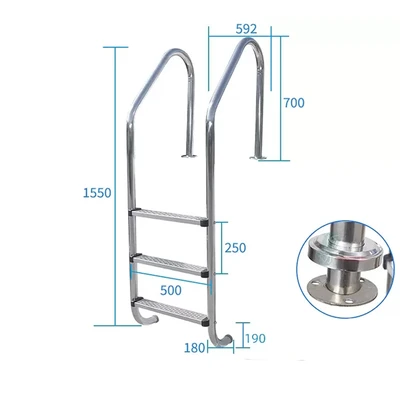 Customizable Non-Slip Pool Ladder SL 3 Thick 304/316 Stainless Steel
