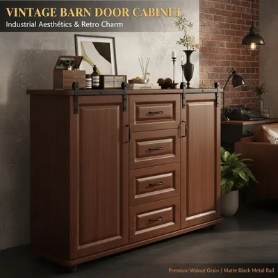 Console Wooden Cabinet, Short Storage Unit for Home Decor Lockers
