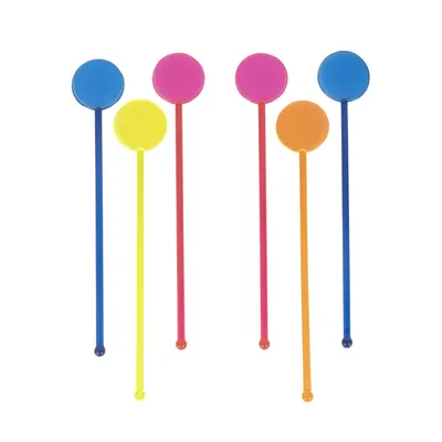 Vibrant Plastic Drink Stirring Rods with Unique Disc Top Design