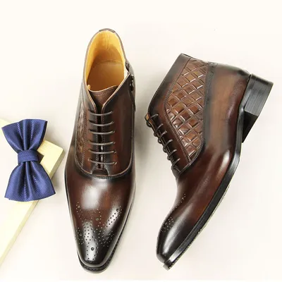 Men's Leather Boots Premium Designer Luxury Business Handmade New Boots Fashion
