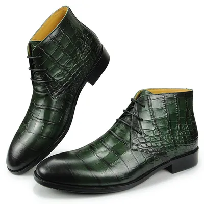 Men's Strap Ankle Boots Genuine Leather Handmade Luxury Fashion High Quality Shoes