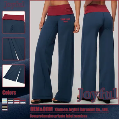 Color-Blocking Sportswear Gym Clothing Wide Waistband Baggy Sweatpants Women