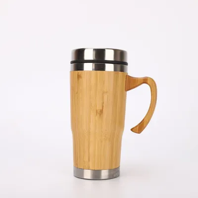 Car Bamboo Travel Coffee Mug / Stainless Steel Inner /Bamboo Thermos Travel Cup