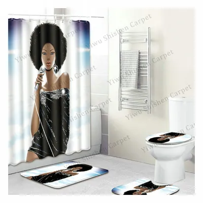 Amazon New Product African 3D Shower Curtain Set