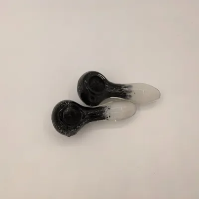 Black & White Gradient Glass Spoon Pipe Handmade Borosilicate Pipe