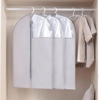 Nonwoven Garment Bag Suit Cloth Cover for Men and Women with Zipper Closure and Transparent Window