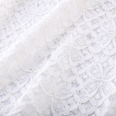 Delicate Cotton and Nylon Blend Lace with Decorative Chevron and Floral Stripes