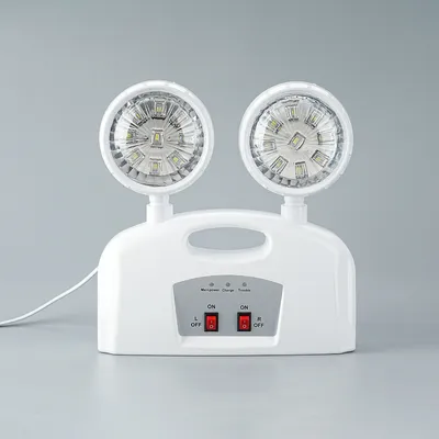 Fireproof ABS Material Double Heads 3 Hours Wall Mounted Rechargeable LED Emergency Twin Spot Light