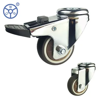 Wbd 25mm 50mm 75mm Brown TPR Bolt Hole Trolley Castor Wheel with Lock