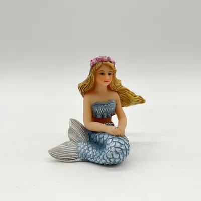 Easter Gift Resin Little Blue Mermaid Figurine Miniature Home Decoration Garden Accessory