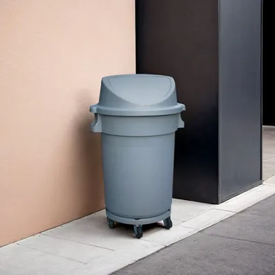 Durable 32 Gallon Plastic Wheelie Trash Bin with Waving Lid