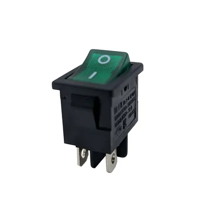 10A 125VAC T125/55 1e4 Green Illuminated Quick Connect Rocker Switch