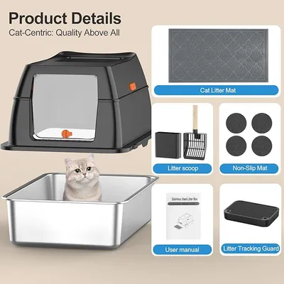 Premium Splash-Proof Cat Litter Box for Indoor Cats