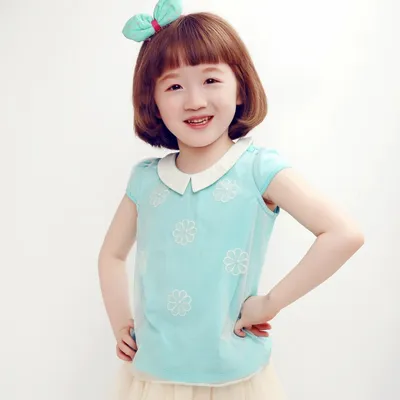 Embroidery Cotton Short Sleeve T-Shirt for Sweat Girls
