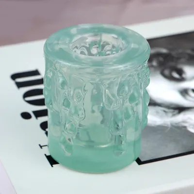 European Style Retro Simple Embossed Thick Crystal Glass Candle Jar