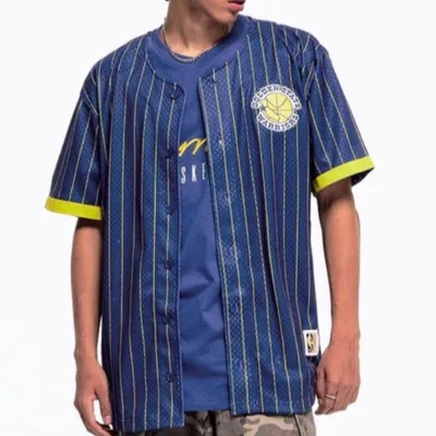 Warriors Themed Jersey Striped Design and Yellow Trim Sport Training Baseball Wear