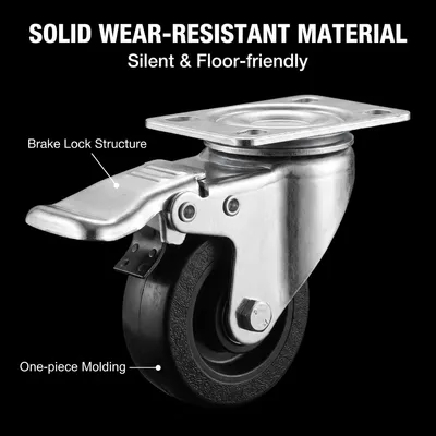 Manufacturer Light Duty 5 Inch 4 Inch Metal Low Profile Casters for AV Cart
