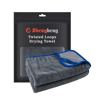 60X90cm Grey 1200GSM Super Absorbent Twisted Loop Car Drying Microfiber Towel