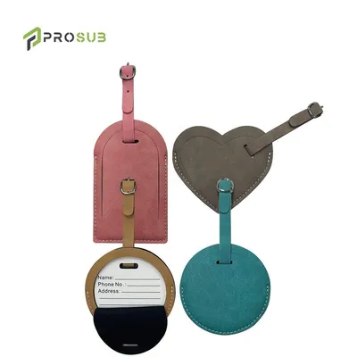 Wholesale Custom Blank Sublimation Luggage Tags Double-Sided PU Leather Name Tags Travel Heat Transfer